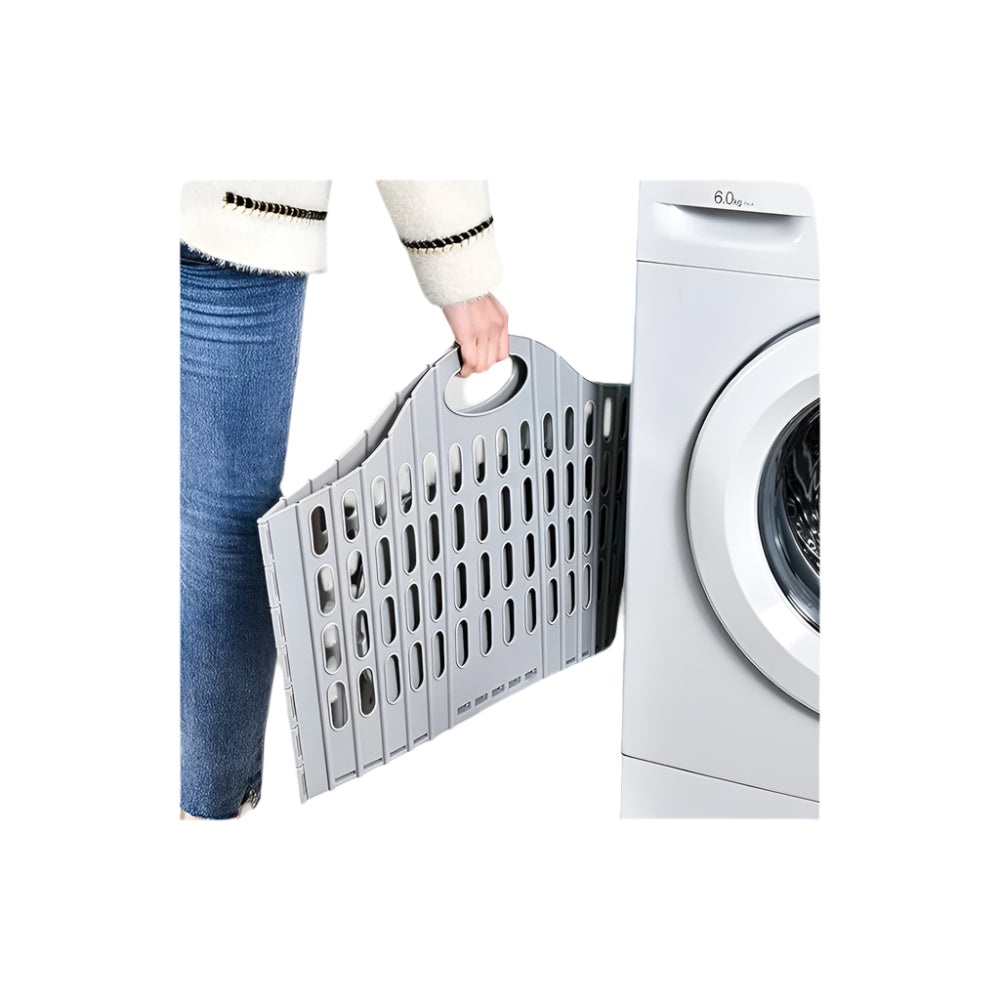 سلة غسيل بلاستيكية مسطحة قابلة للطي وخفيفة الوزن