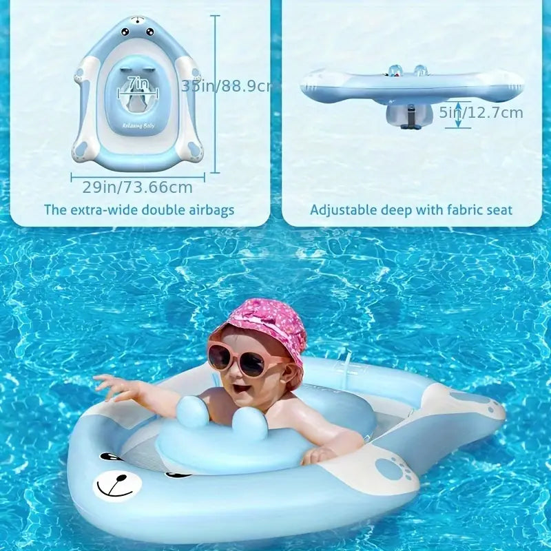 Baby Pool Float with Canopy UPF50+ Sun Protection Swimming Float Inflatable Baby Pool Float