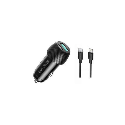 RAVPower RP-VC031 Total 44W Car Charger + 1m Combo - Black
