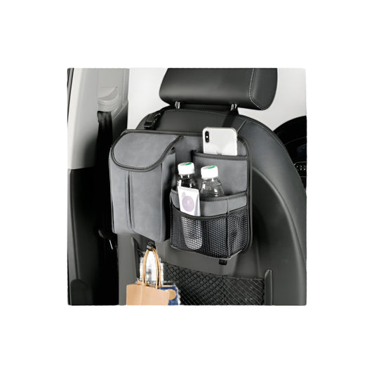 JEYODA Car Seat Back Storage Bag Large Capacity with Hook Suede Car Tissue Box