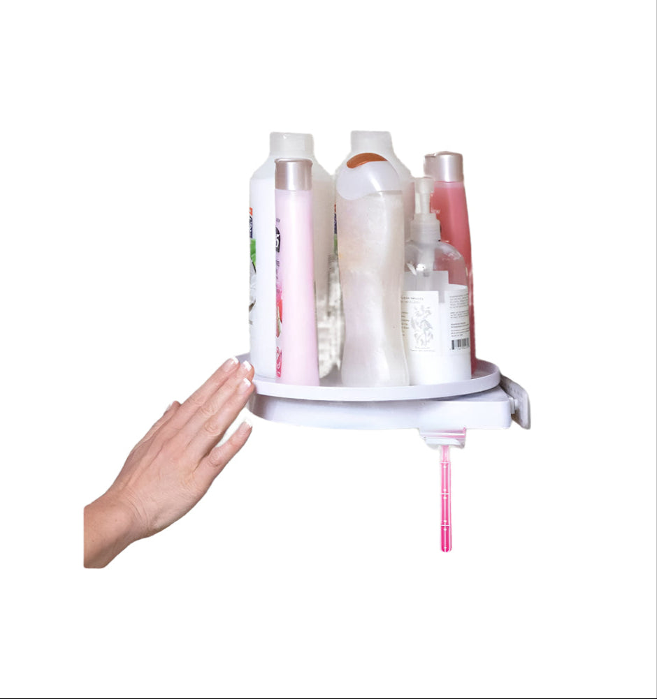 Insta Hang Rotating 360° Shelf Suction Corner Holder for Bathroom & Kitchen with Water Freeflow Design