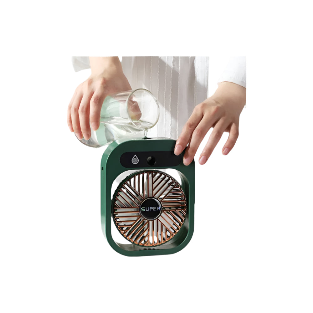 Elegant Cooling Mist Desk Fan - Portable & USB Rechargeable