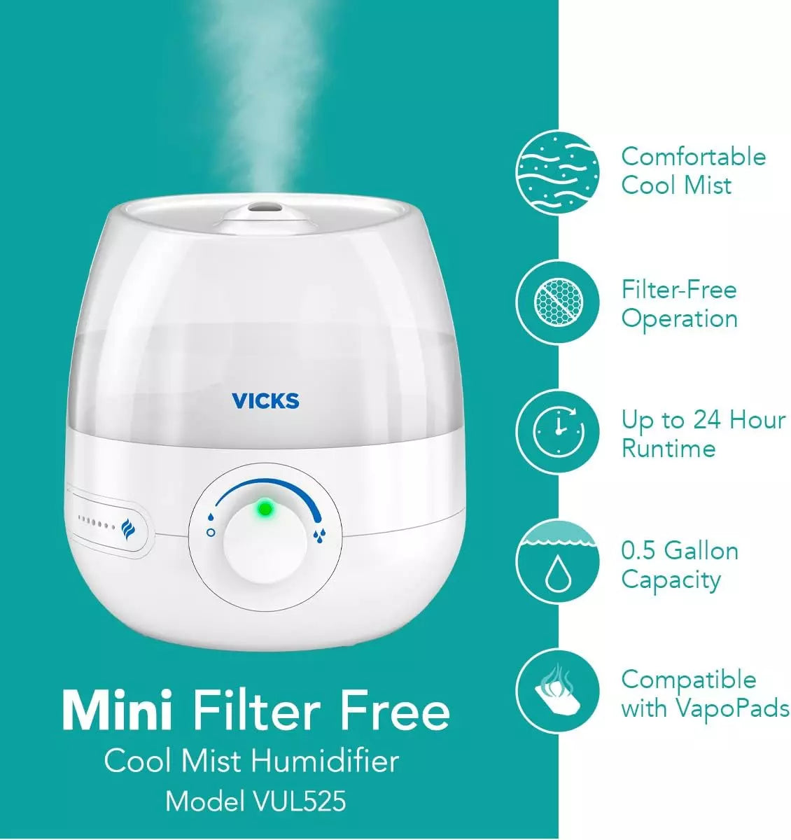 Vicks Mini Cool Mist HUMIDIFIER VUL525E1-10008452