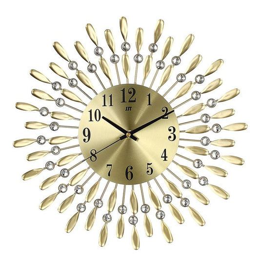 Modern Decorative Sunburst Wall Clock with Crystal Accents & Bold Numerals – Quartz Silent Sweep Movement for Living Room, Bedroom & Office