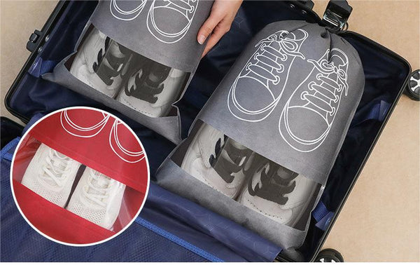 Portable Travel Shoe Bag W/ Drawstring Zip View Waterproof Bag