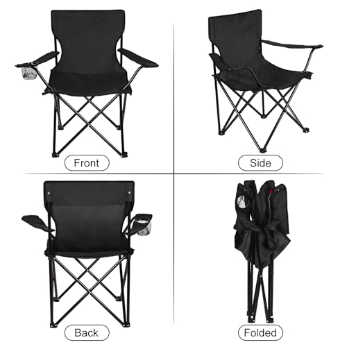 Portable Foldable Camping Chair with Water Bottle Slot & Padded Seat