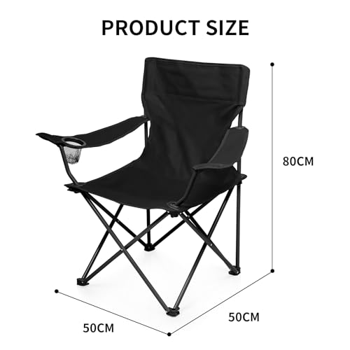 Portable Foldable Camping Chair with Water Bottle Slot & Padded Seat