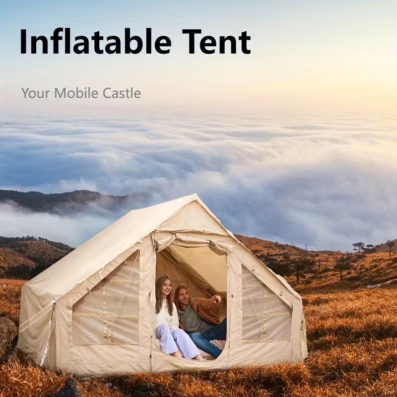 Inflatable Waterproof Outdoor Portable Camping Tent with Manual Air Pump - 4 x 3 x 2 Meters & 6-8 Persons Capacity