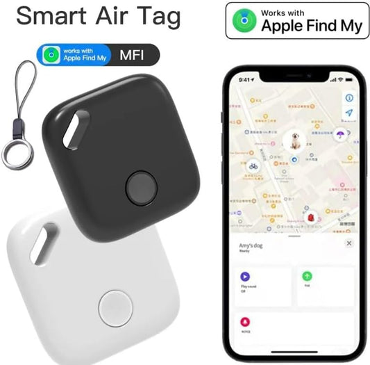 Smart Wireless Bluetooth Tracker with Apple Find My Support - Anti-Lost Key Finder, Pet & Elderly Locator with Fall Detection, Geo-Fencing, and 50m Range