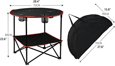 Portable Foldable Lightweight Outdoor Camping Table with 4 Cup Holders & Carry Bag for Picnic and Garden