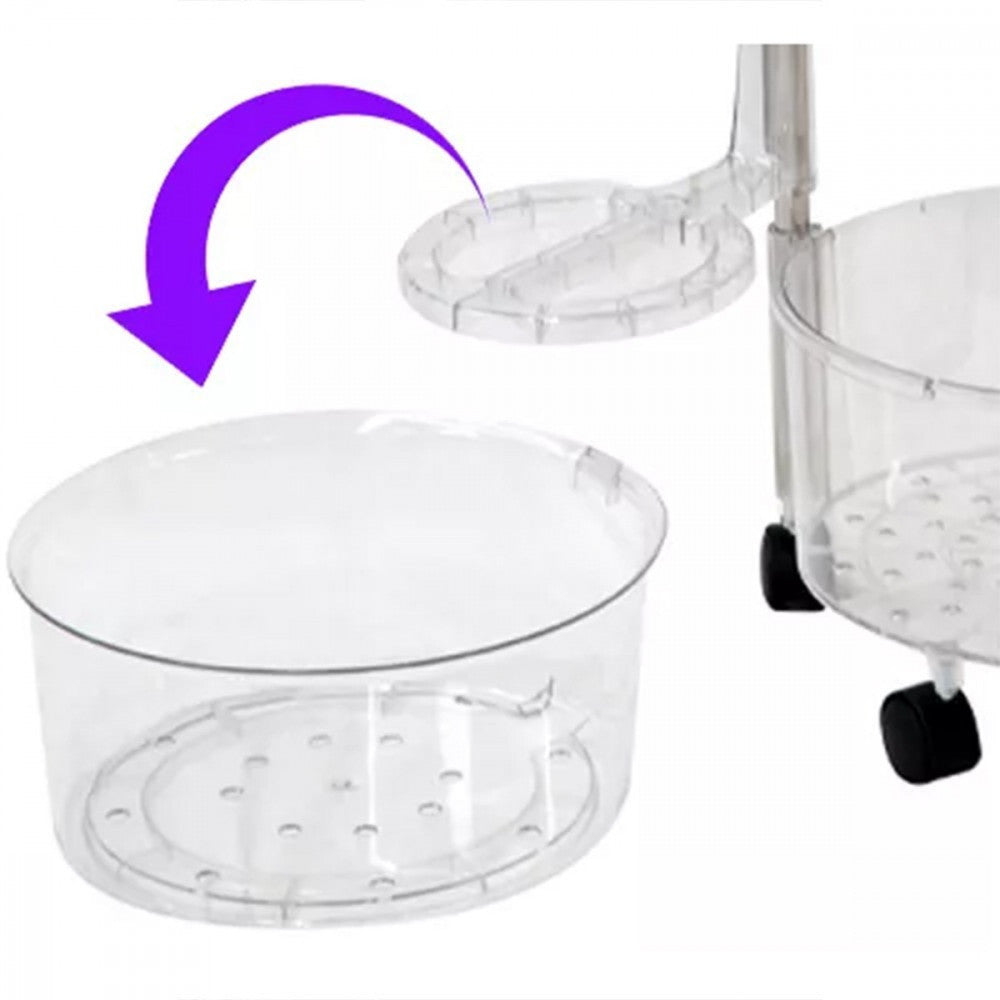 Transparent Multi Layer Rotating Storage Basket Rack with Removable Baskets