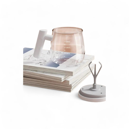 Electric High Speed Glass Self Stirring Coffee Mug with Lid - Rechargeable