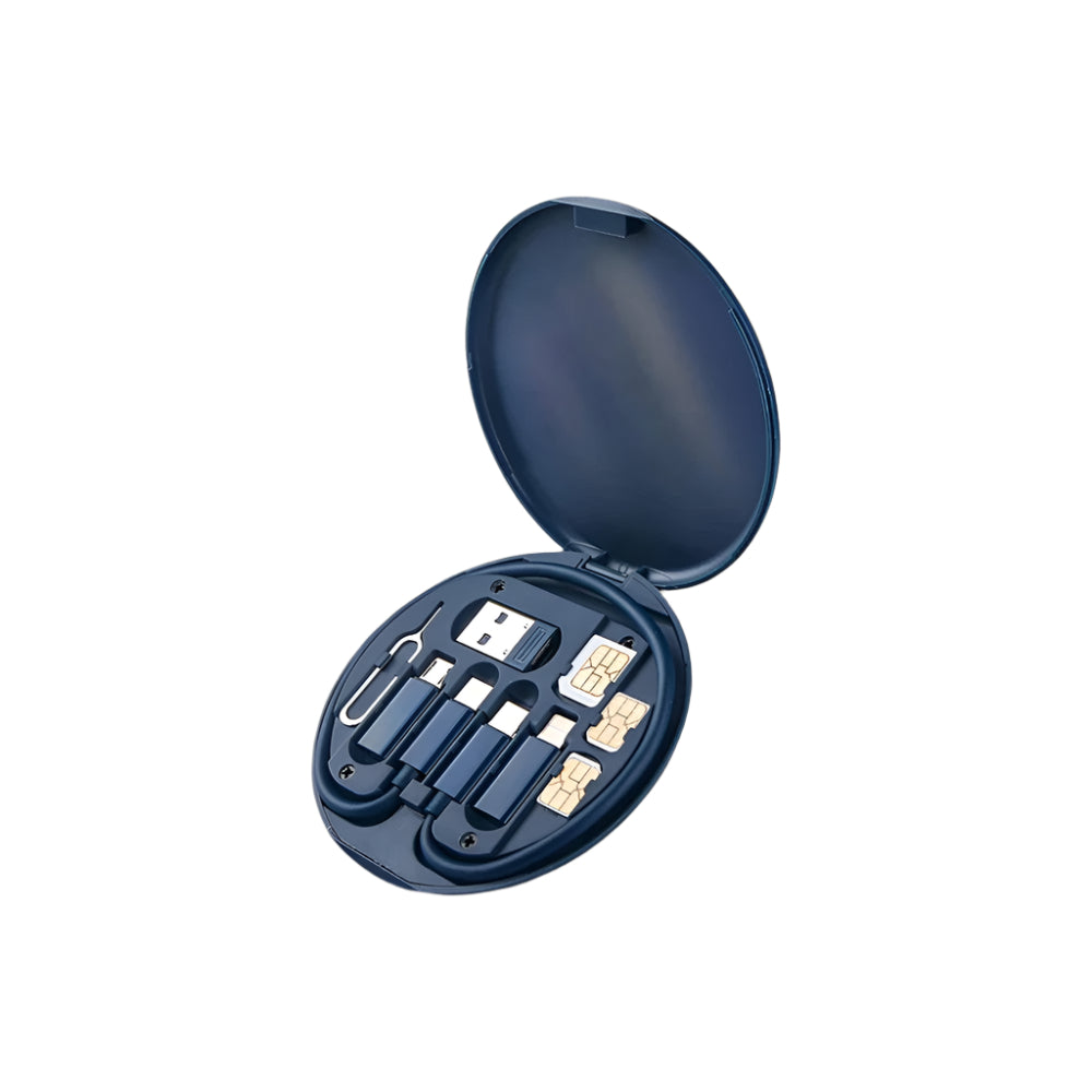 60W Fast Charging Multifunctional Data Cable Set with Storage Box, Lightning, Micro USB, and Type-C Connectors