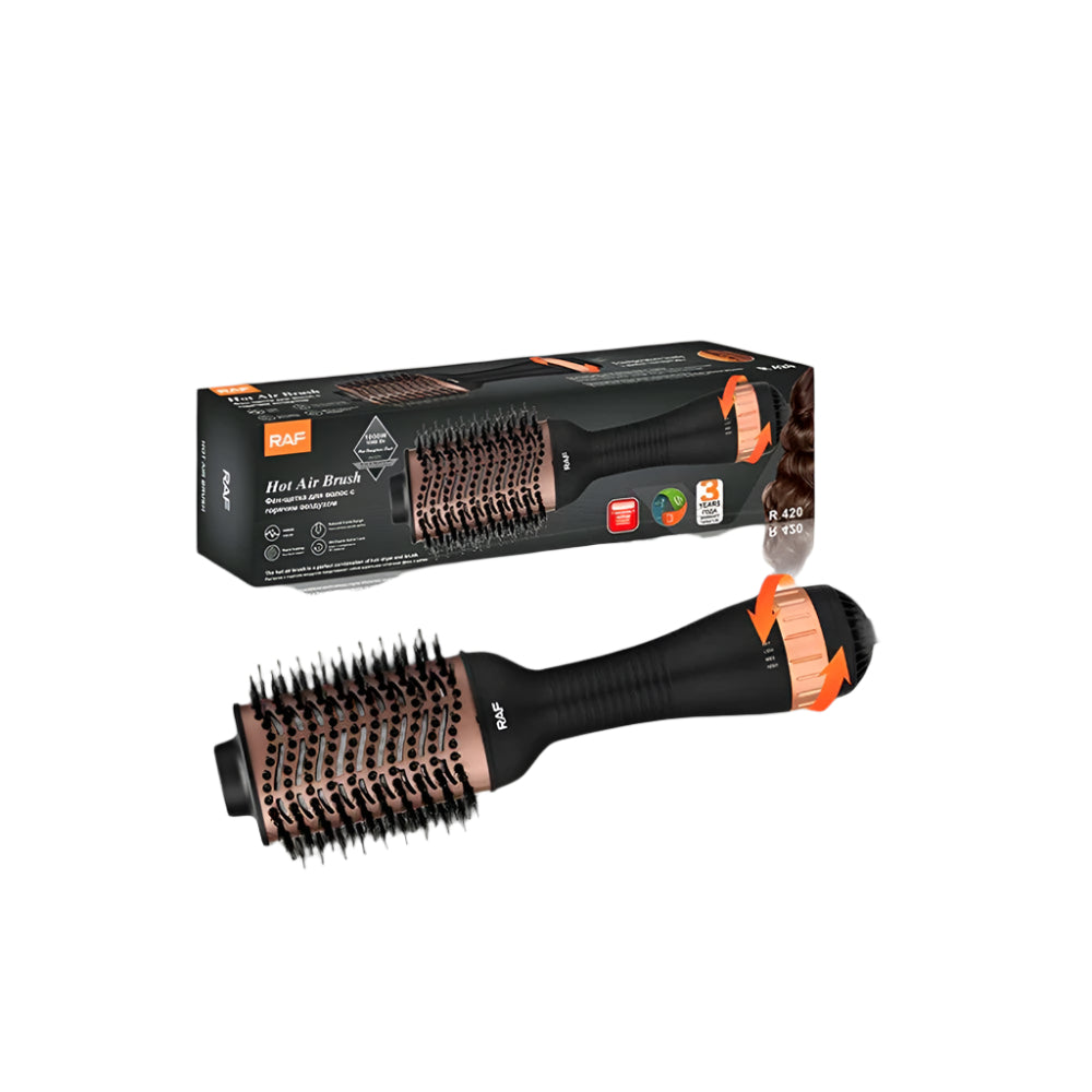 RAF 1000W Professional 4-in-1 Hot Air Brush Hair Styler with Adjustable Temperatures and Ceramic Coating