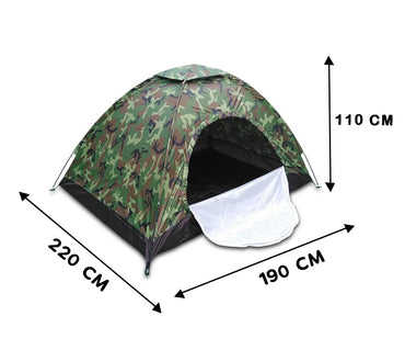 Camouflage Waterproof Camping Tent FOR 1 ~ 2 Persons with UV Protection - 220 x 190 x 110 cm
