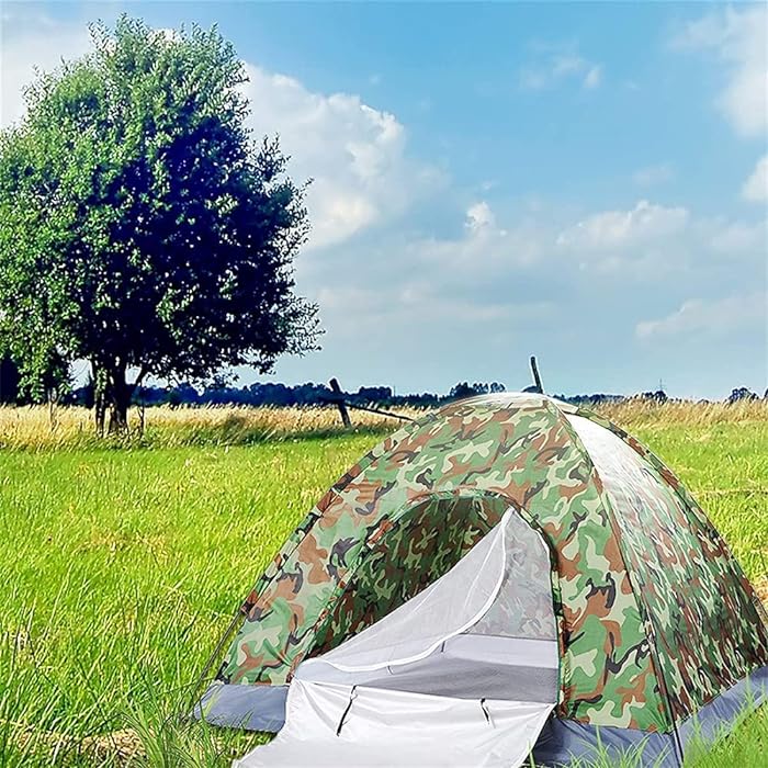 Camouflage Waterproof Camping Tent FOR 1 ~ 2 Persons with UV Protection - 220 x 190 x 110 cm