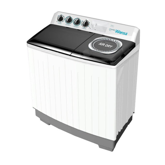 Wansa Twin Tub Washing Machine, 14Kg Capacity, WTT140-WHM24C10 - White with Gray Lid