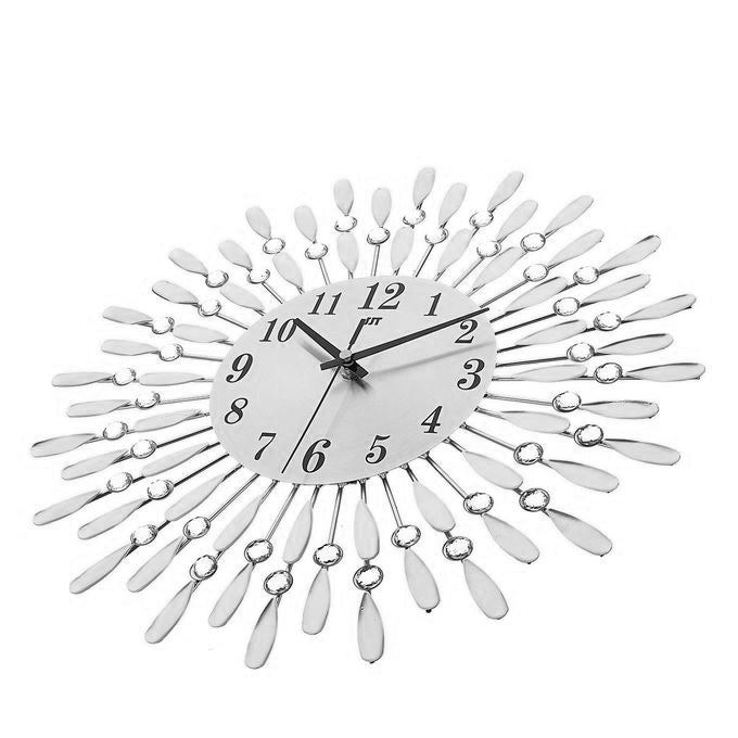 Modern Decorative Sunburst Wall Clock with Crystal Accents & Bold Numerals – Quartz Silent Sweep Movement for Living Room, Bedroom & Office