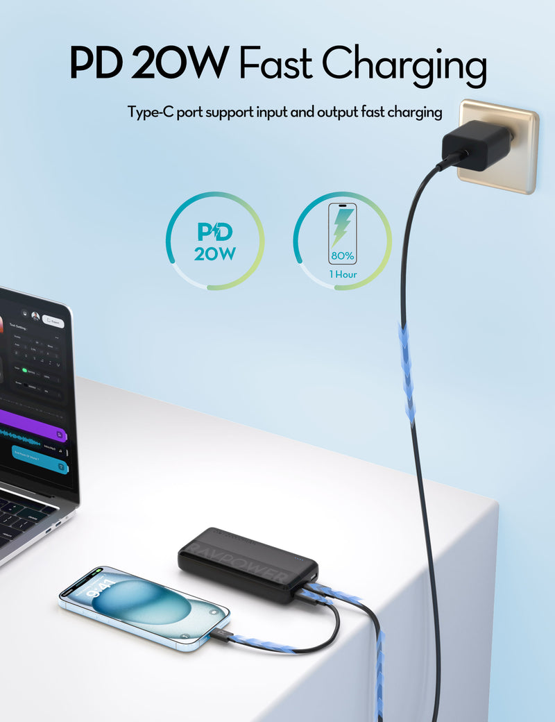 RAVPower RP-PB1229 PD20W Pioneer 20000mAh 3-Port Power Bank