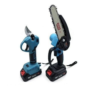 2-in-1 Cordless Pruning Scissors & Mini Handheld Chainsaw Kit