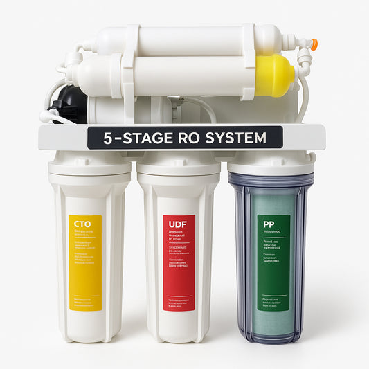 نظام ترشيح وتنقية مياه مثالي بتقنية التناضح العكسي بخمس مراحل لمياه شرب نظيفة وصحية ولذيذة المذاق - مع التركيب