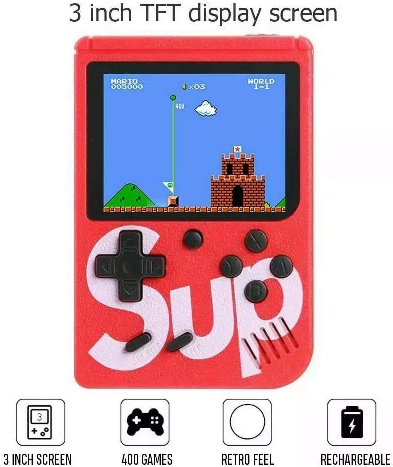400-in-1 Retro Handheld Game Box Console with 3.0" LCD, TV Output & 6-Hour Battery