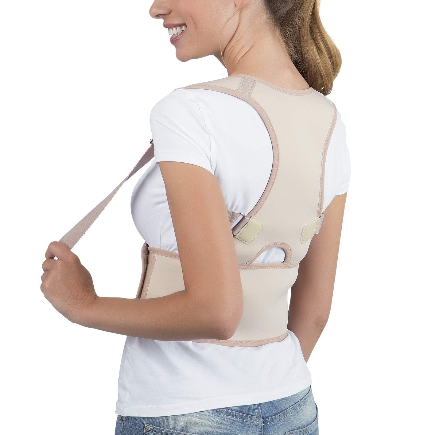 VITALmaxx Back Corrector - Cream | Adjustable Straps | Soft & Flexible Material for Comfortable Wearing | For Short-Term Posture Support