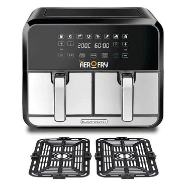 BLACK+DECKER Digital Dual Zone Air Fryer 1700W 4L+4L Capacity with Rapid Hot Air Circulation