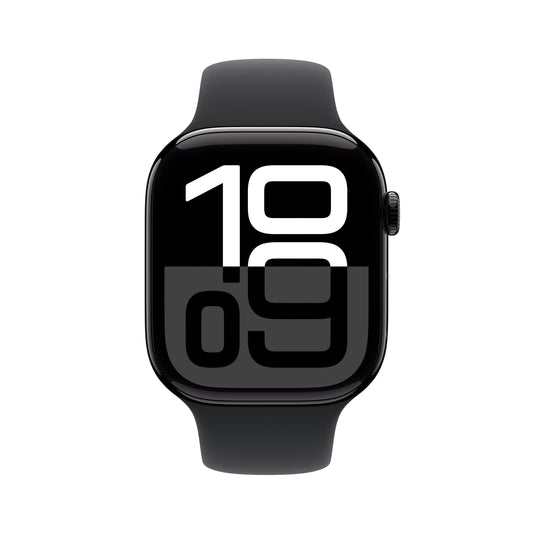 Apple Watch Series 10 GPS + Cellular 46mm Jet Black Aluminium Case with Black Sport Band - S/M