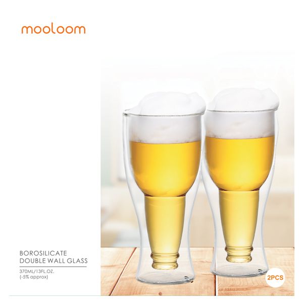 MOOLOOM HAND MADE BOROSILICATE GLASS DOUBLE WALL TUMBLER 370 ML 2 PCS