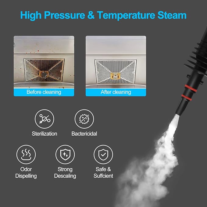Handheld Steam Cleaner Multi-Purpose Pressurized Steam Cleaner with 9pcs Accessories For Car Seat, Carpet, Beds, Clothes, Curtains, Handheld Steamer for Cleaning Home, Kitchen, Toilet, Bathroom