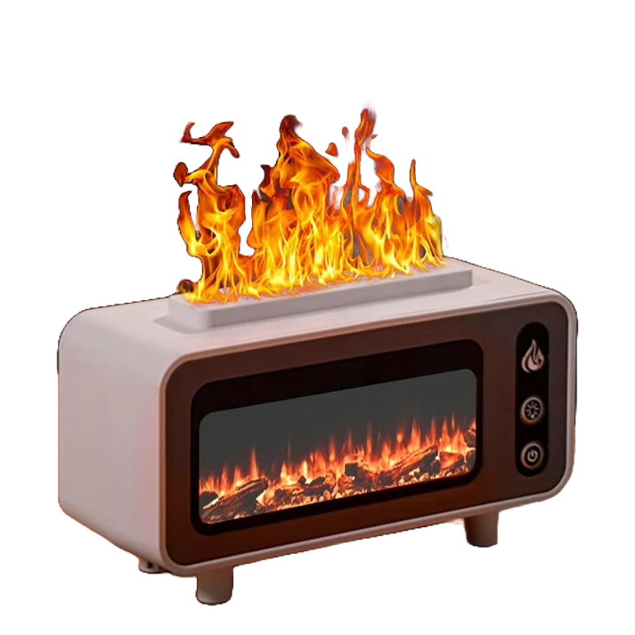 Vintage Fireplace Aroma Diffuser with Cool Mist Technology and Colorful Flame Effect