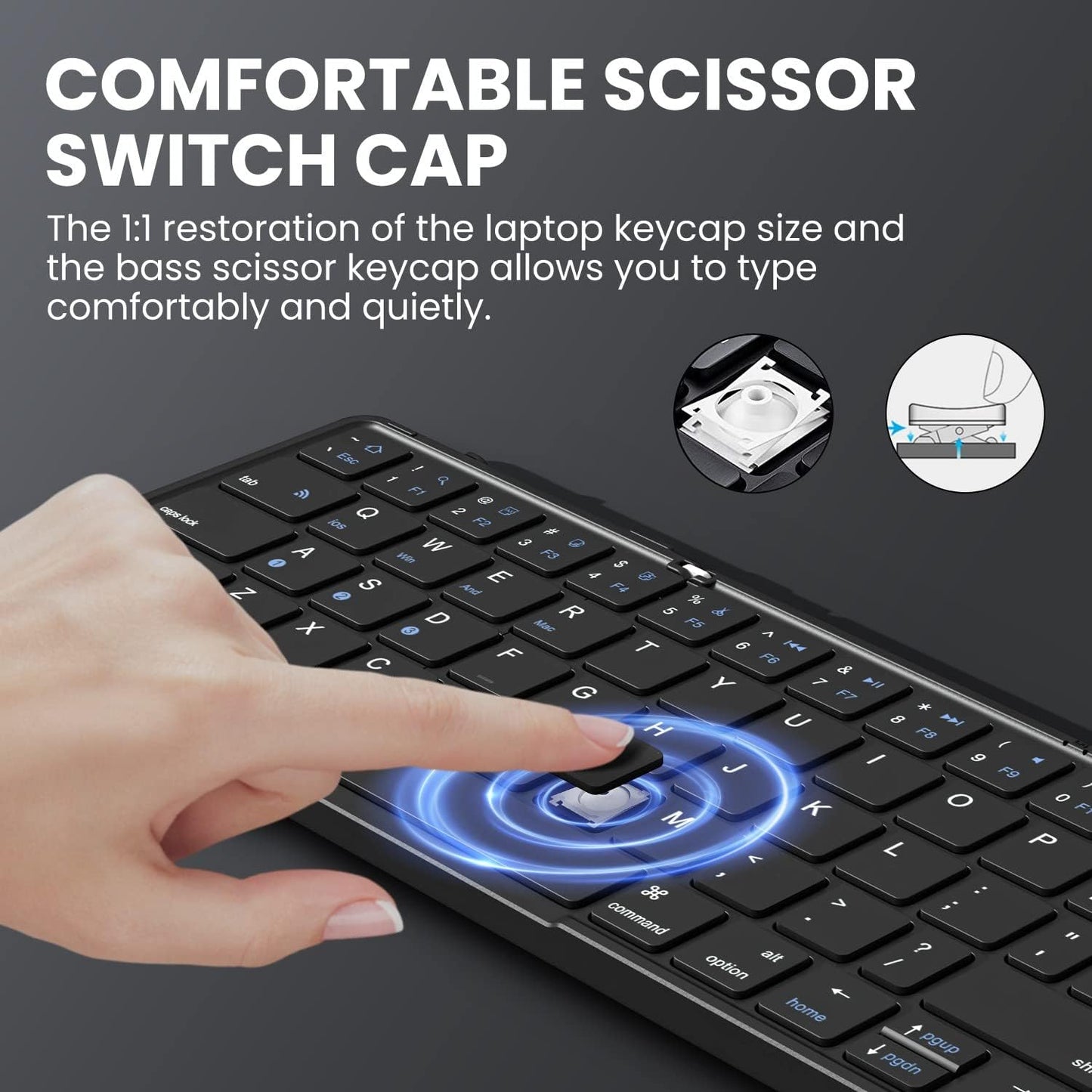 Premium Portable & Foldable Wireless Keyboard with Touchpad, Multi-Device Wireless Connectivity, USB-C Rechargeable, 60H Working Time, Compatible with iOS, Android, Windows & Mac – Portable Travel Gadget
