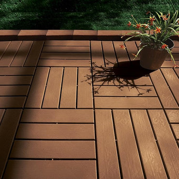 MAXXMEE Terrace Tiles in Wood Look with UV Protection, Floor Panels in Wood Look with Plug-In System for Easy Laying