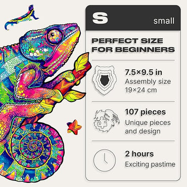 أحجية خشبية متغيرة الألوان على شكل حرباء، مقاس A3