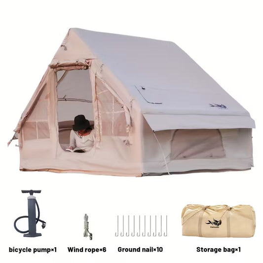 Inflatable Waterproof Outdoor Portable Camping Tent with Manual Air Pump - 4 x 3 x 2 Meters & 6-8 Persons Capacity