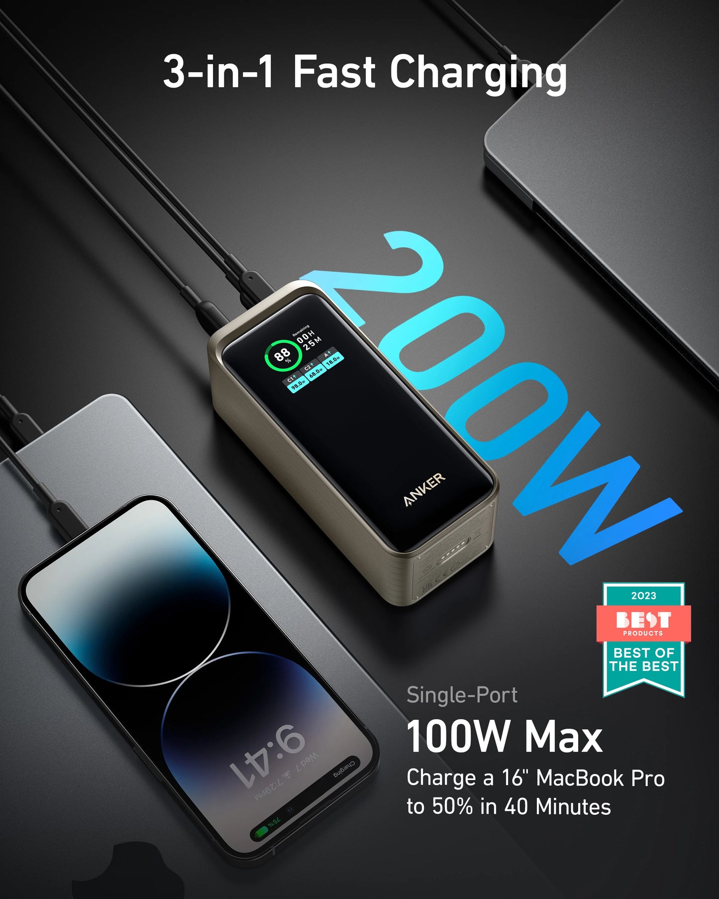 Anker Prime 20,000mAh Power Bank (200W) Series 7 -Golden
