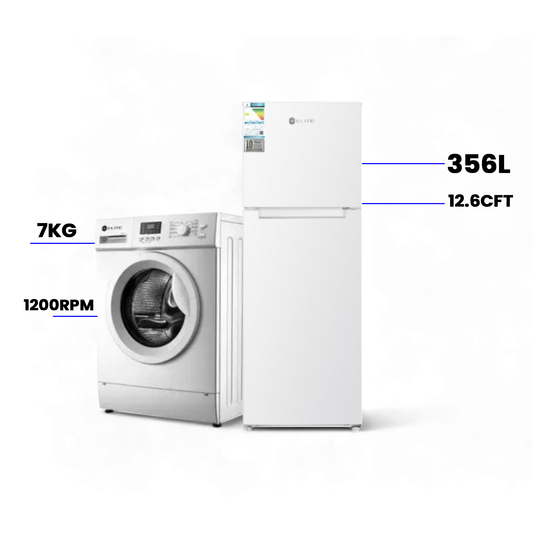 Elite-7 KG Front Load Washer + Elite Top Mount 356 L Refrigerator