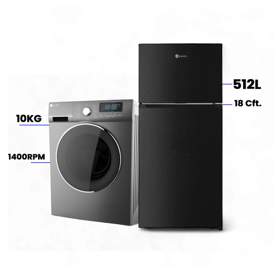 Elite-10 Front Load KG Washer + Elite Top Mount 512 L Refrigerator