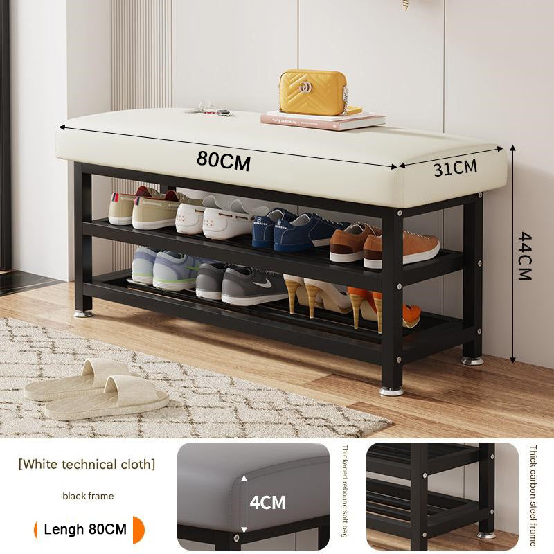 Modern Entryway Shoe Cabinet Bench with Cushion – 80 x 31 x 44 cm