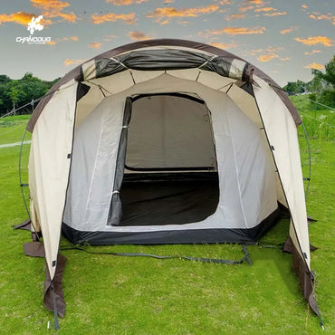 Chanodug 6-8 person Portable Outdoor Weather-Resistant Tunnel Camping Tent with Canopy and Courtyard Design - 415 x 235 × 160 cm