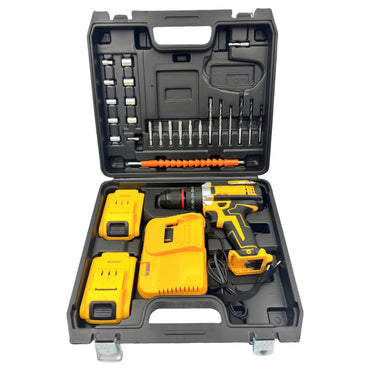 24PCS 21V Cordless Electric Drill Set with Dual Battery Pack, High Torque, Flexible Shaft & Carry Case for Wood, Metal & Plastic