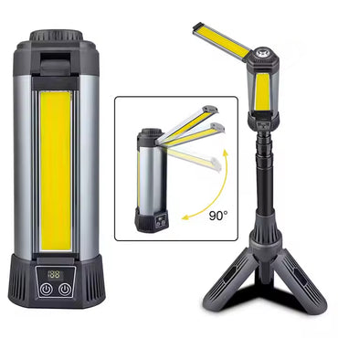 2 Leaf Super Bright Cordless LED Camping Work Light with Adjustable Height and Power Bank Functionality - 1500 Lumens & 4000 mAh Battery