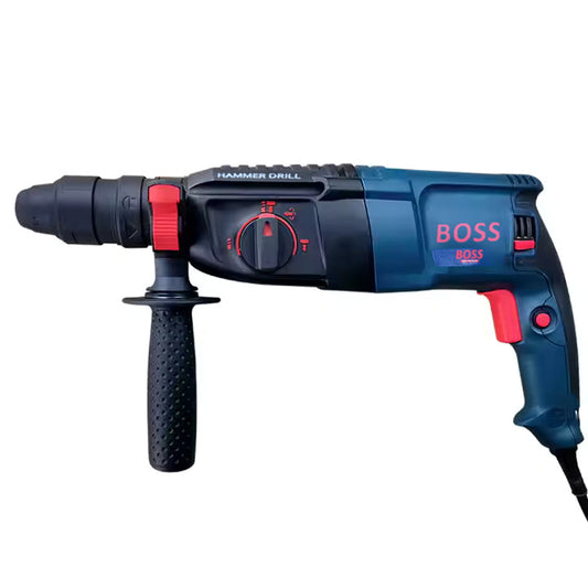 BOSS Triple Mode Rotary Hammer Drill Set with 2200W Power & 1100 RPM with Depth Gauge, Accessory Set & Anti-Vibration Grip