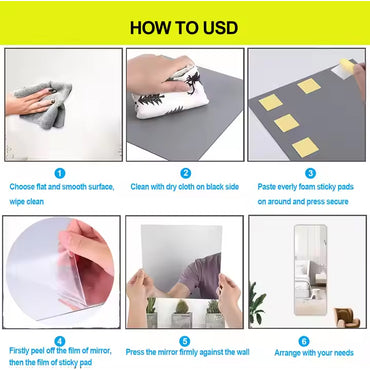 Rectangular Acrylic Wall Mirror Sticker - 100 x 30 cm