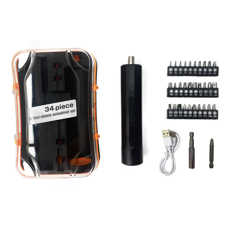 34-in-1 Rechargeable 3.6V Electric Precision Screwdriver Set with 3N.m Torque, 240RPM, 34 High-Strength Alloy Bits & Type-C Fast Charging - 2000mAh Battery Capacity