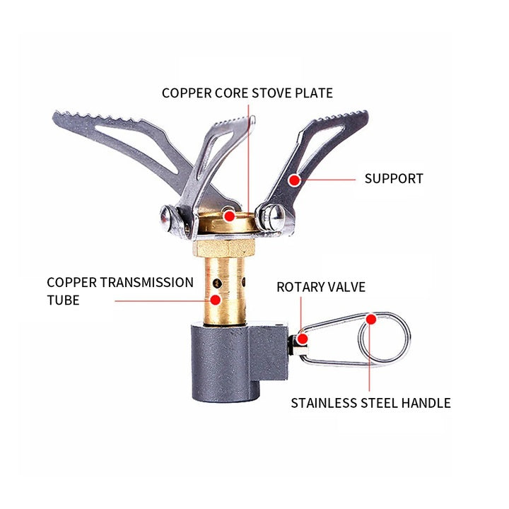 Mini Portable 3000W Foldable Camping Gas Stove – Lightweight Stainless Steel, Copper & Aluminum Alloy Outdoor Burner for Picnic & Emergency Cooking