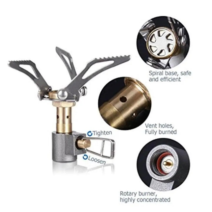 Mini Portable 3000W Foldable Camping Gas Stove – Lightweight Stainless Steel, Copper & Aluminum Alloy Outdoor Burner for Picnic & Emergency Cooking