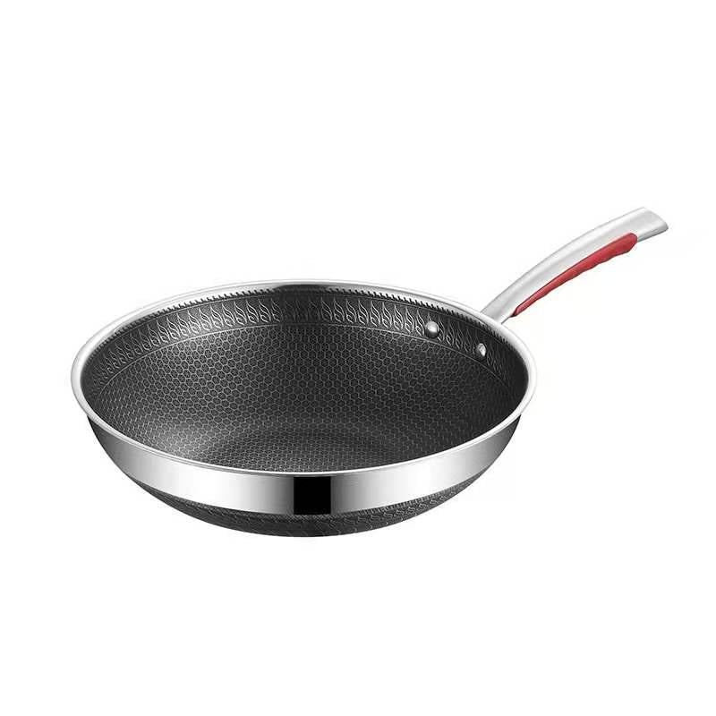 7-Layer Non-Stick Stainless Steel Cooking Pot with Induction Base, Honeycomb Texture & Anti-Oil Smoke Technology – 34CM Deep Stir Fry Cookware