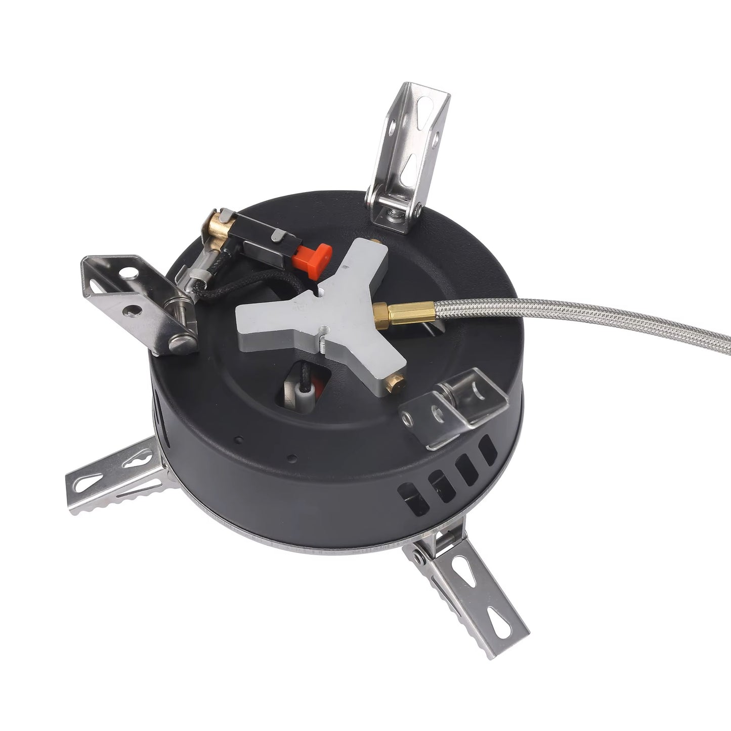 Powerful Five-Burner Camping Gas Stove with Storage Bag for Outdoors & Picnics - Windproof, Adjustable & Folding Design - 11000W
